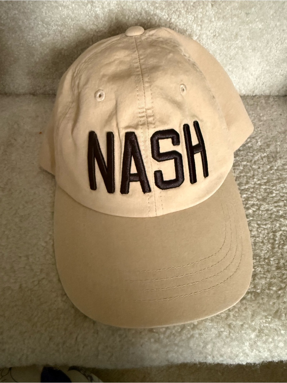Ash Embroidered Beige Baseball Cap - Men's Casual Hat